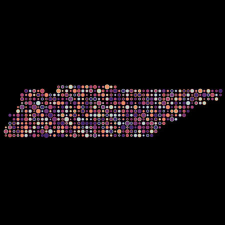 Tennessee Map Silhouette Pixelated generative pattern illustrationのイラスト素材