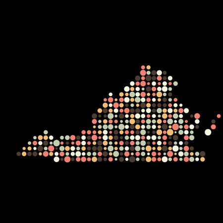Virginia Map Silhouette Pixelated generative pattern illustrationのイラスト素材