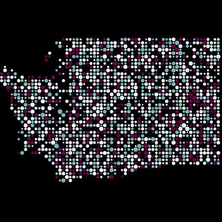 Washington Map Silhouette Pixelated generative pattern illustrationのイラスト素材