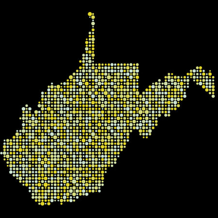 West virginia Map Silhouette Pixelated generative pattern illustrationのイラスト素材