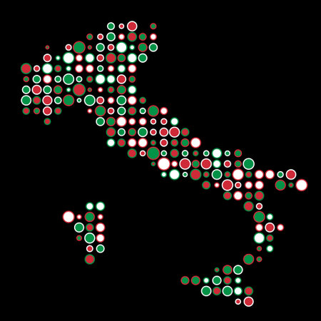Italy Map Silhouette Pixelated generative pattern illustrationのイラスト素材
