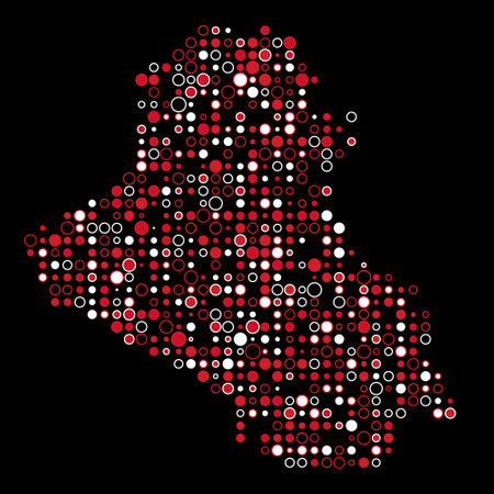 Iraq Map Silhouette Pixelated generative pattern illustrationのイラスト素材