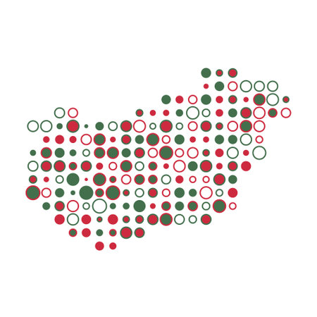 Hungary Map Silhouette Pixelated generative pattern illustrationのイラスト素材