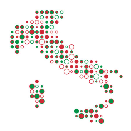 Italy Map Silhouette Pixelated generative pattern illustrationのイラスト素材