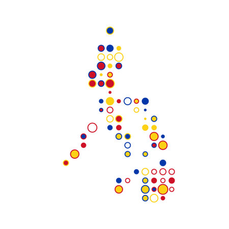 Philippines Map Silhouette Pixelated generative pattern illustrationのイラスト素材