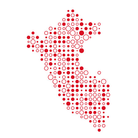 Peru Map Silhouette Pixelated generative pattern illustrationのイラスト素材