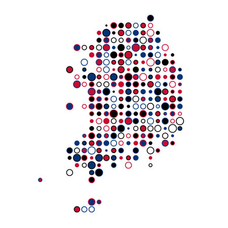 South korea Map Silhouette Pixelated generative pattern illustrationのイラスト素材