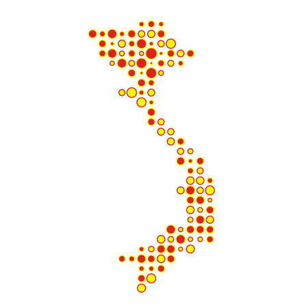 Vietnam Map Silhouette Pixelated generative pattern illustrationのイラスト素材