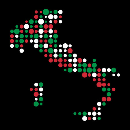 Italy Map Silhouette Pixelated generative pattern illustrationのイラスト素材