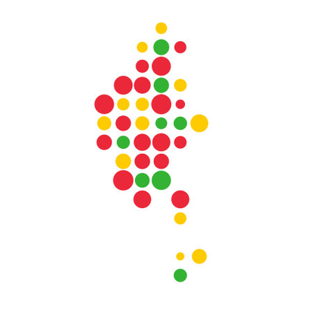 Myanmar Map Silhouette Pixelated generative pattern illustrationのイラスト素材