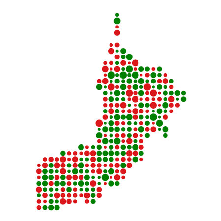 Oman Map Silhouette Pixelated generative pattern illustrationのイラスト素材