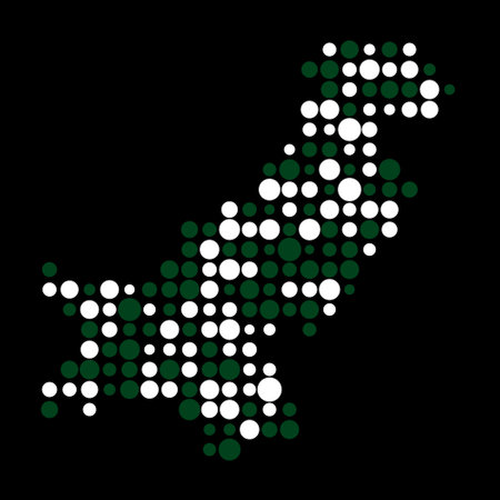 Pakistan Map Silhouette Pixelated generative pattern illustrationのイラスト素材