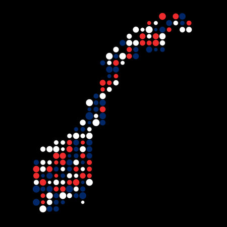 Norway Map Silhouette Pixelated generative pattern illustrationのイラスト素材