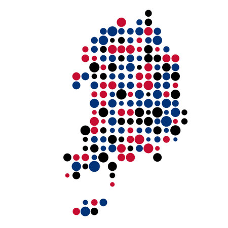 South korea Map Silhouette Pixelated generative pattern illustrationのイラスト素材