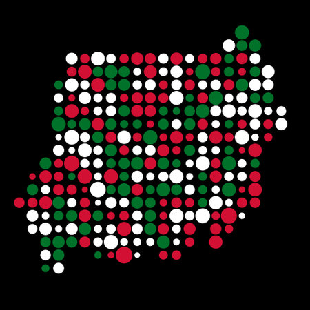 Sudan Map Silhouette Pixelated generative pattern illustrationのイラスト素材