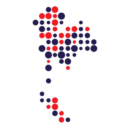 Thailand Map Silhouette Pixelated generative pattern illustrationのイラスト素材