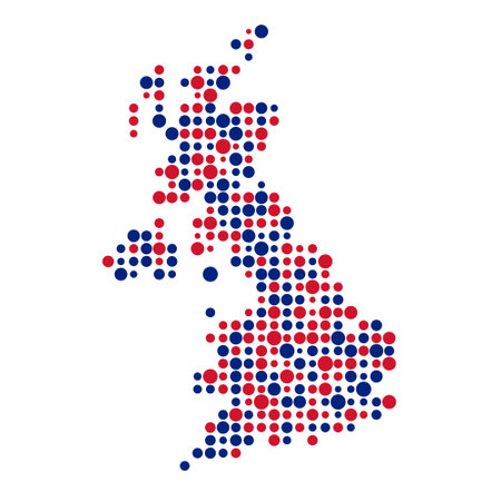 United kingdom Map Silhouette Pixelated generative pattern illustrationのイラスト素材