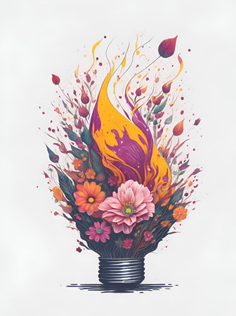Light bulb, green eco energy concept. AI generated illustrationの素材