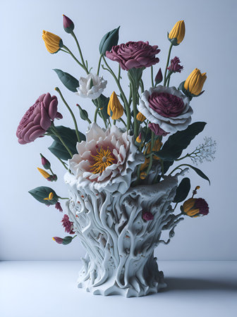 Flowers in vase. AI generated illustrationの素材