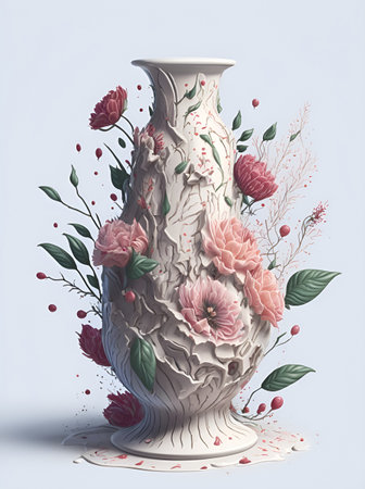 Flowers in vase. AI generated illustrationの素材