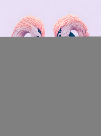 Vintage swans romantic cartoon. AI generated illustrationの素材