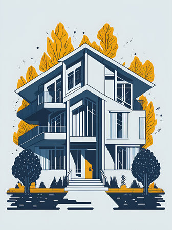 Modern house oster. AI generated illustrationの素材