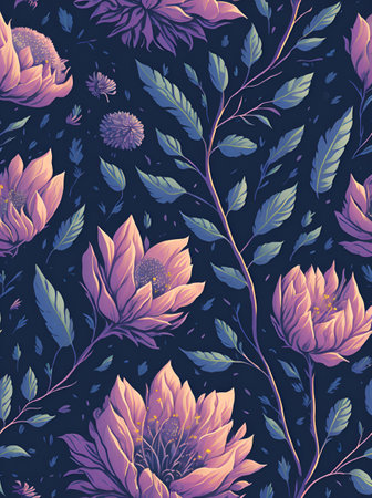 Painted colorful watercolor flowers. AI generated illustrationの素材