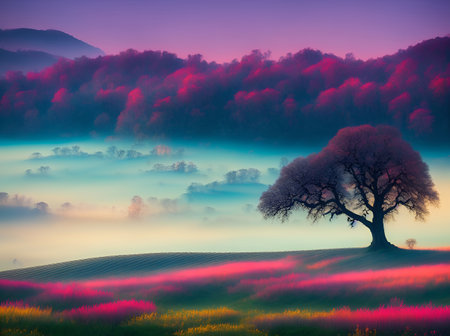 Moravia, Czech Republic landscape. AI generated illustrationの素材