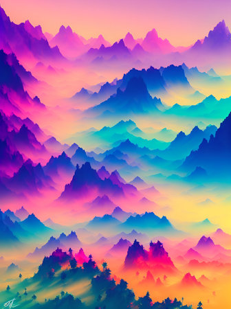 Highland landscape. AI generated illustrationの素材