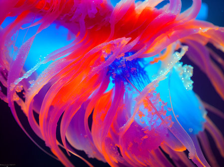 Jellyfish underwater background. AI generated illustrationの素材