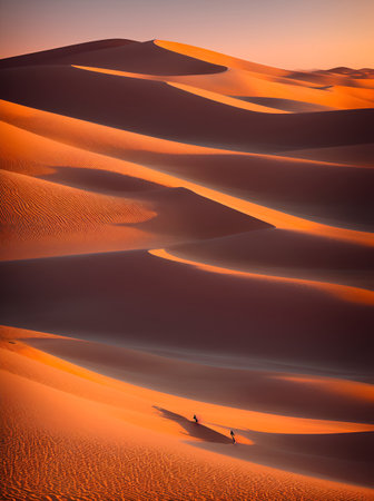 Desert painting. Colourful fields landscapes. AI generated illustrationの素材