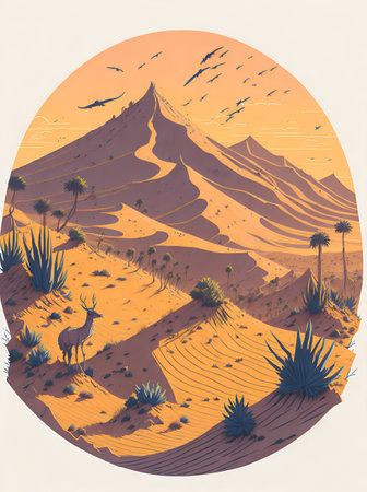 Dunes in the desrt. AI generated illustrationの素材