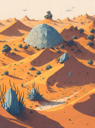 Dunes in the desrt. AI generated illustrationの素材