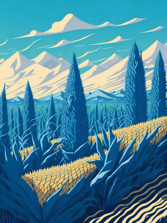 Con farm landscape. AI generated illustrationの素材