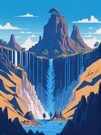 Victoria Fall lanscape. AI generated illustrationの素材