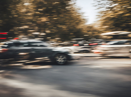 Blurred car street. AI generated illustrationの素材
