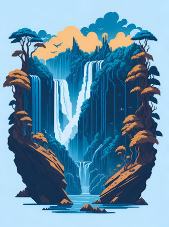Iguazu falls landscape. AI generated illustrationの素材