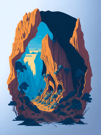 Bamagil caves landscape. AI generated illustrationの素材