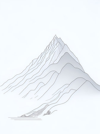 Cartoon mountain range drawing. AI generated illustrationの素材