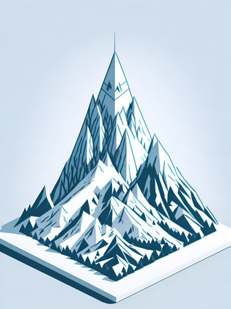 Cartoon watchtower in mountains. AI generated illustrationの素材