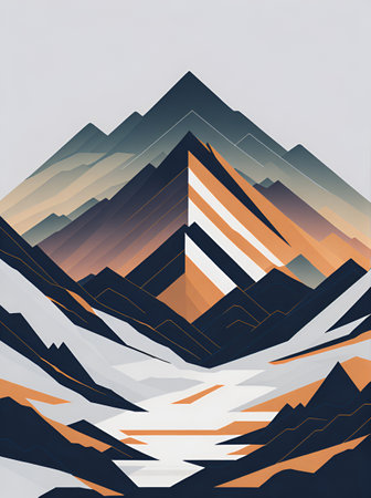 Cartoon mountains. AI generated illustrationの素材