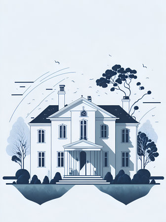 Country house drawing. AI generated illustrationの素材