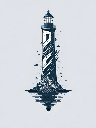 Cartoon Lighthouse. AI generated illustrationの素材