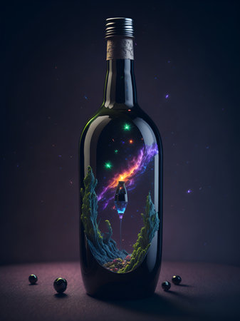 Galaxy wine concept. AI generated illustrationの素材