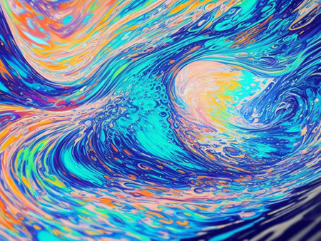 Fluid Waves draving background. AI generated illustrationの素材