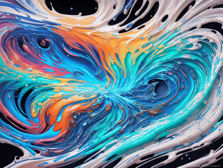 Fluid Waves draving background. AI generated illustrationの素材