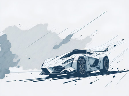 Race car drawing. AI genrated illustrationの素材