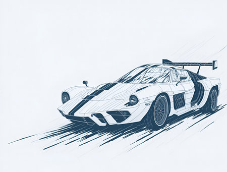 Race car drawing. AI genrated illustrationの素材