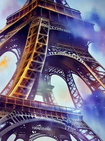 Eiffel Tower pencil drawing. AI generated illustrationの素材