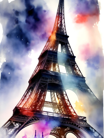 Eiffel Tower pencil drawing. AI generated illustrationの素材